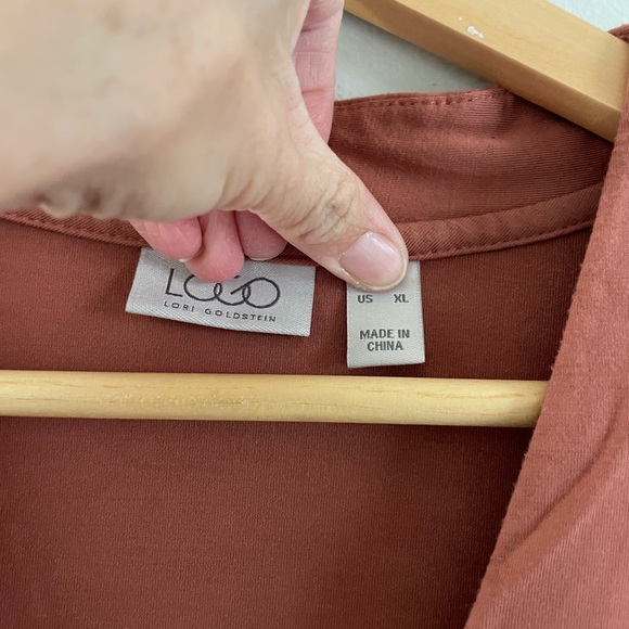 Logo Lori Goldstein Rust Orange Cardigan with Lace Trim - Picture 5 of 6